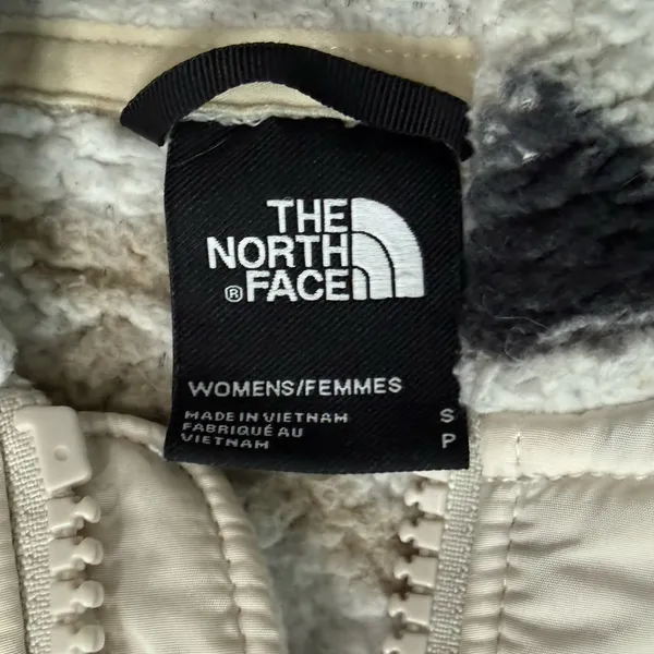 North Face Cream Black Aztec Pattern Fleece Full Zip Hoodie Jacket Women's sz S - Image 3