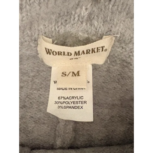 World Market Cozy Color Block Wide-Leg Drawstring Pants Gray/Ivory Pull-On S/M - Image 3