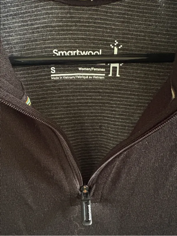 NWT SmartWool Sport 250Merino Long Sleeve 1/4 Zip Top Black Grey Size Small - Image 7
