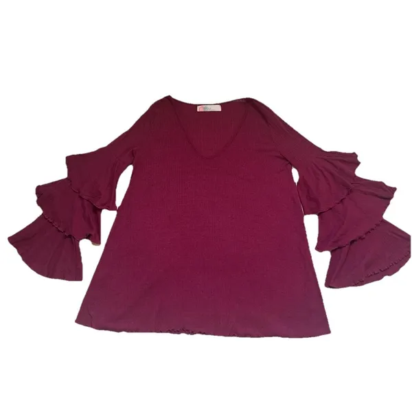 Free People Beach Magenta Size S Seashore Mini Dress Bell‎ Sleeves Boho Hippie - Image 2