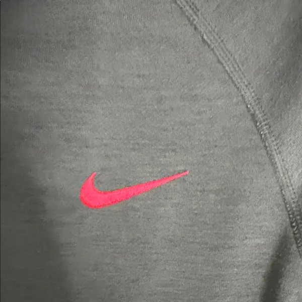 Nike Grey Hoodie with Pink Accents and Maroon Drawstrings - Image 3