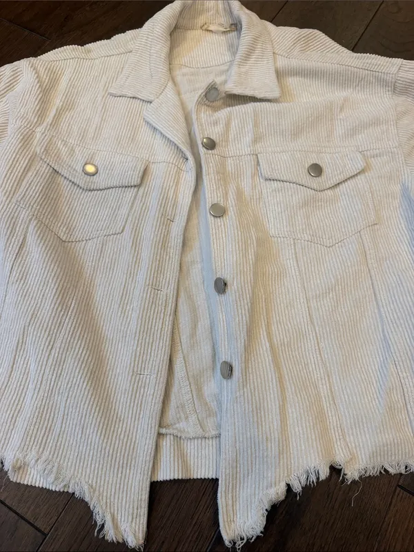 Altar'd State Off White Cropped Trucker Corduroy Jacket Large - C66-004 - Image 4