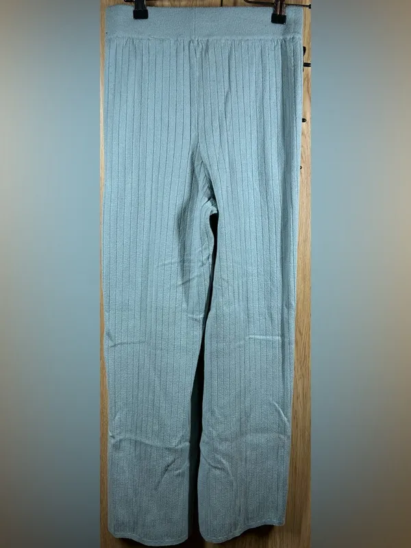 Abercrombie & Fitch Size S Blue Sweater Ribbed Wide Legs Pants - Image 4