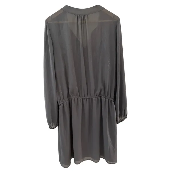 White House Black Market Plus Silver Boho Tassel Blouson Dress Charcoal Size‎ 16 - Image 2