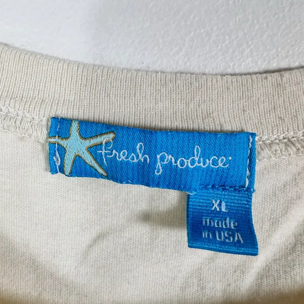 Fresh Produce Womens XL Cream Cotton Short‎ Sleeve T-Shirt Made in USA - Image 3