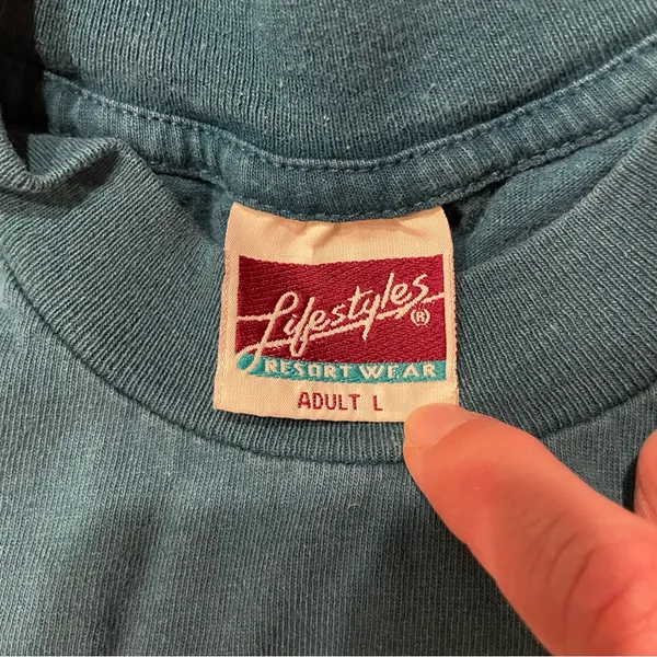 Vintage 90’s soft cotton aqua Channel Islands dolphin embroidery t-shirt - Image 11