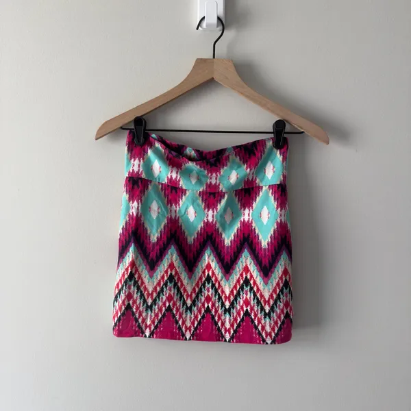 Charlotte Russe Chevron Diamond Pattern Mini Skirt 2010s Bodycon Stretch Retro M - Image 3
