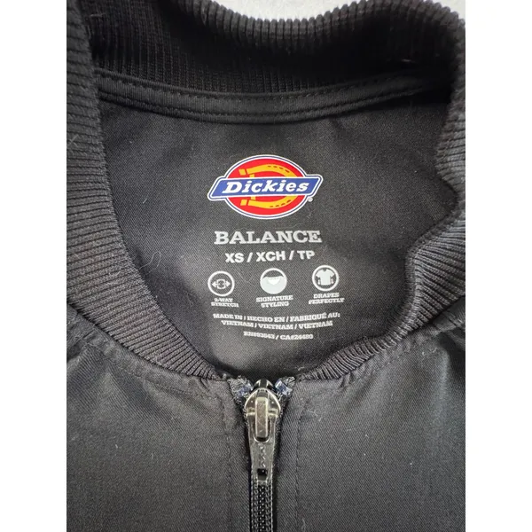 Dickies Balance Womens XS Black Zip Front Bomber Scrub Jacket DK365 Stretch‎ - Image 3