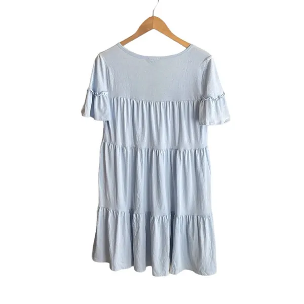 J.Crew Broken-in Jersey Tiered Mini Dress Light Blue - Image 4