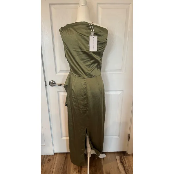 Saints & Secrets Sage Green Satin One Shoulder Maxi Dress CM6392J L NWT - Image 3