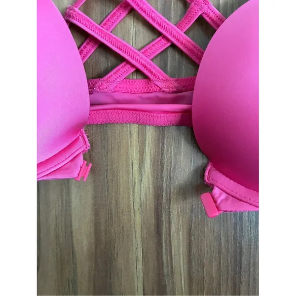 Victoria's Secret Pink Front-Close Push-Up Bra with Strappy Cage Back Size 34A - Image 2