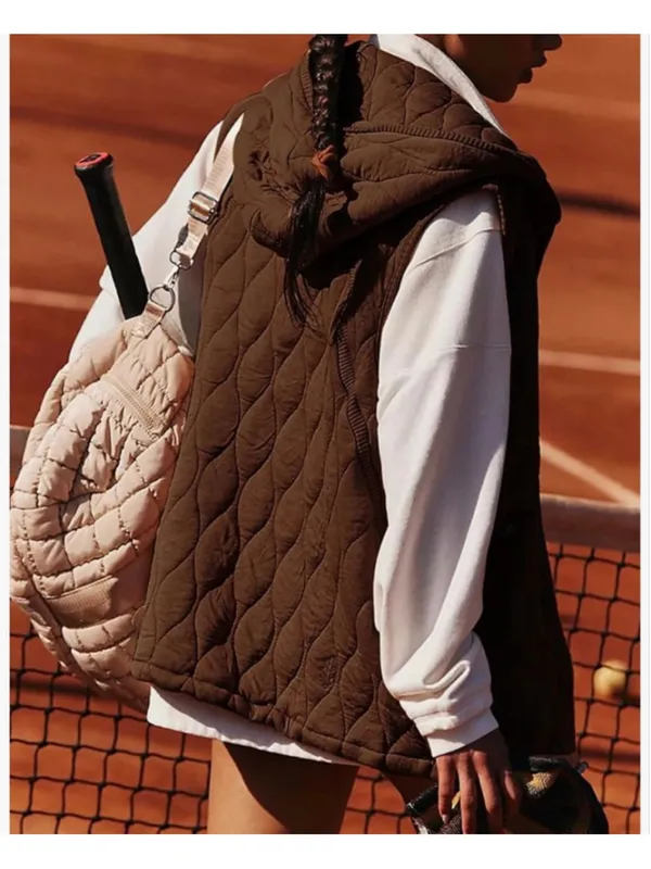 NEW Oversized Puffer Sleeveless Jacket Hooded Vest S - Image 2
