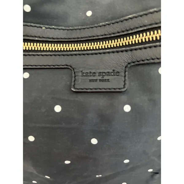 Kate Spade Black Polka Dot Nylon‎ Tote Bag Shoulder Bag Zip Pocket - Image 5