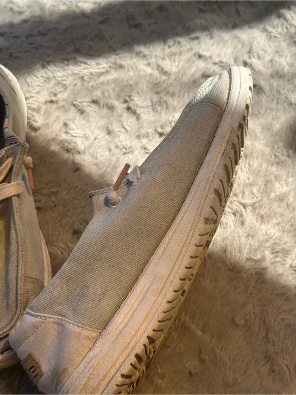 Hey Dude Wendy Slip-Ons in Beige with Pastel Pattern - Image 4