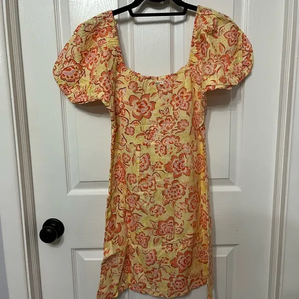 NWT Billabong x Wrangler Women's Mini Dress Yellow Orange Far &‎ Away Floral med - Image 8