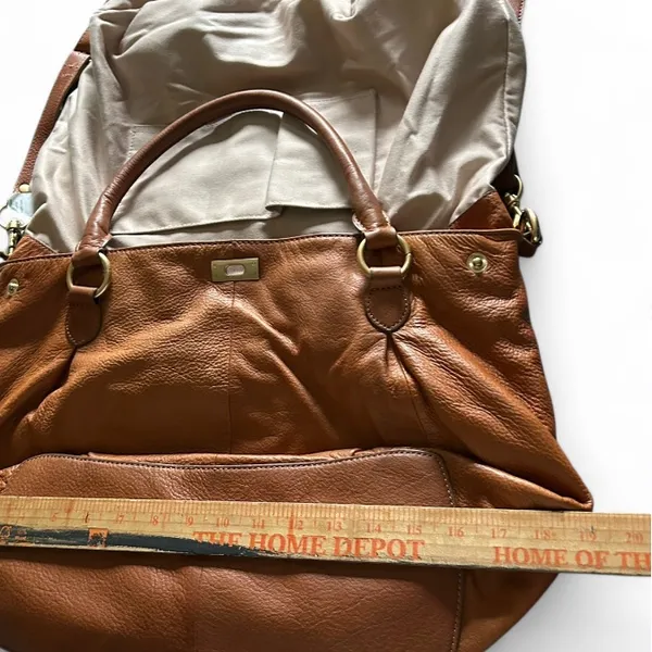 J.Crew Brown Leather Turnlock Double Handles Satchel Shoulder Bag - Image 13