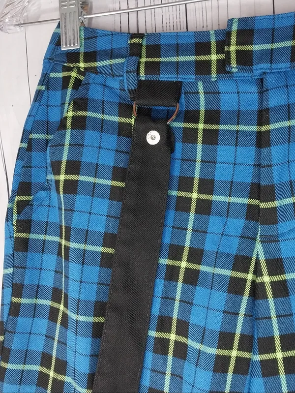 Hot Topic Blue & Green Plaid Punk 90's Alternative Suspender Pants - Image 5