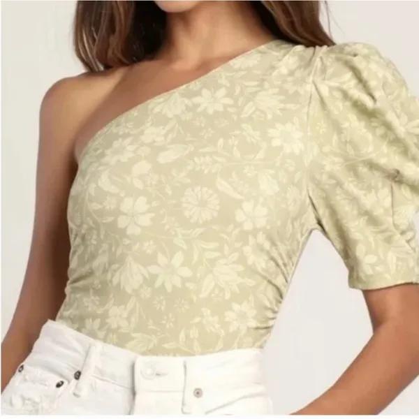 Free People NWT Somethin Bout You One Shoulder Floral Cactus Combo Bodysuit - Image 2