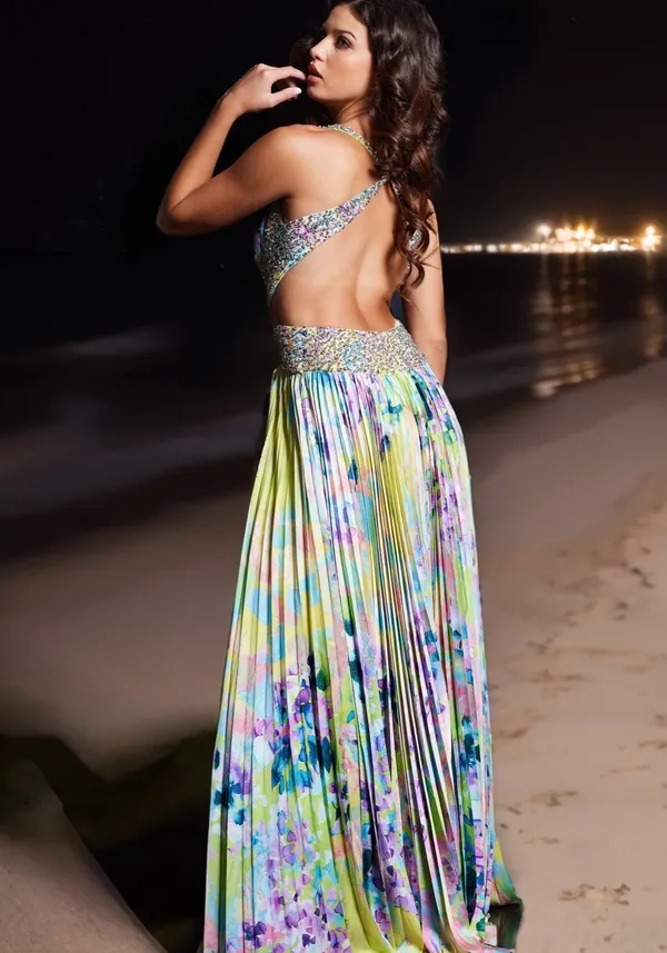 Jovani Floral Print Cut out Dress 38733 - Image 2