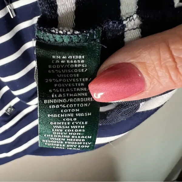 Lauren Ralph Lauren Blue White‎ Striped Cowl Neck Nautical Kangaroo Pocket Top - Image 7