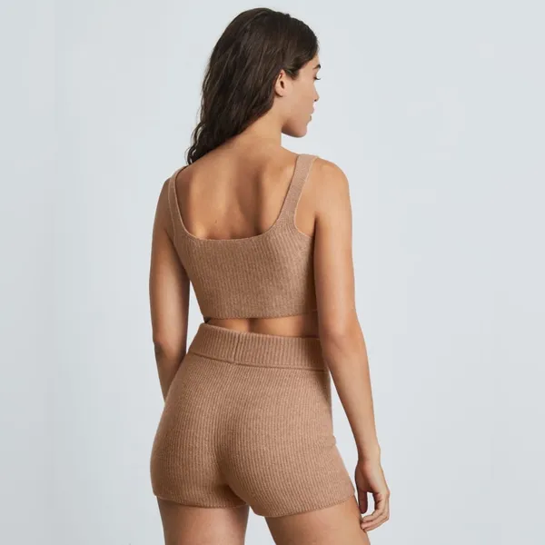 EVERLANE The Cozy-Stretch Wool Blend Ribbed Crop Tank in Camel Size Medium NWT - Image 3