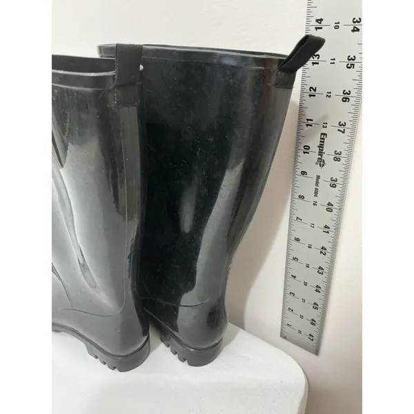 Womans Size 9 Black Tall Rubber Rain Boots - Image 4