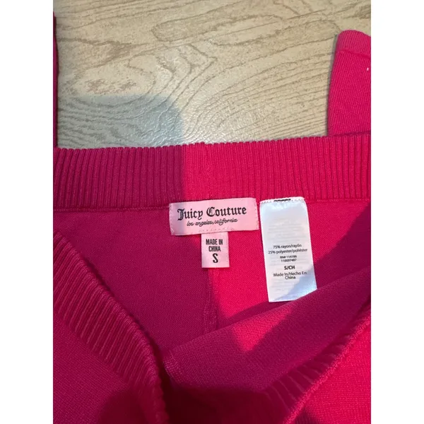 NWT Juicy Couture Vixen Pink Knit Tracksuit Set Hoodie Flare‎ Pants Small - Image 5