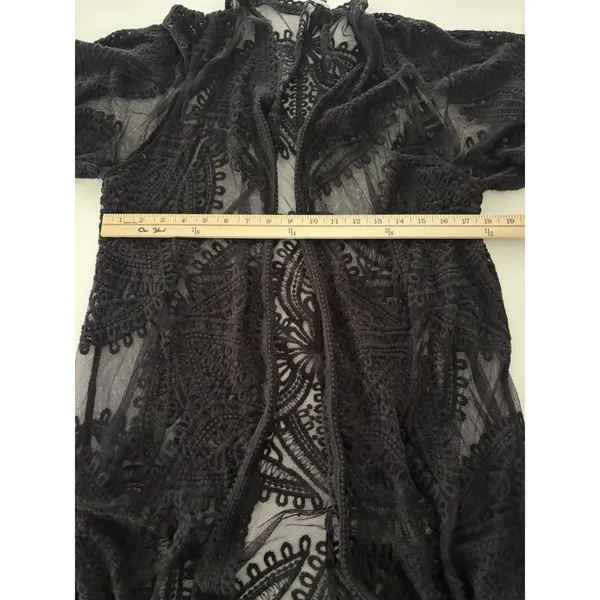 Black Mesh Lace Open Front Duster L Cardigan Boho Festival Witchy Whimsigoth - Image 8