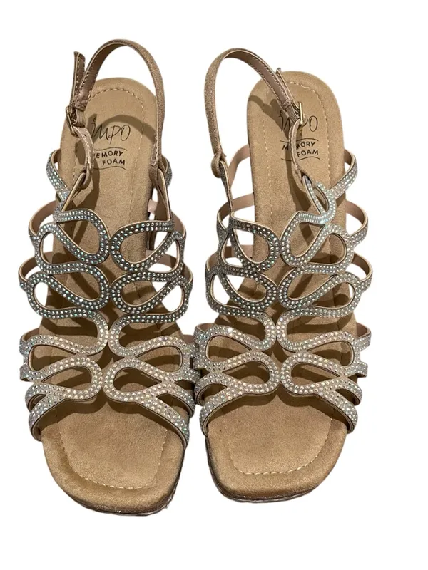 Impo Orleans Raffia Platform Wedge Sandals Taupe Rhinestone Women’s Size 9 - Image 4