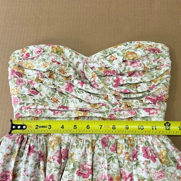 🍁 Minuet Cottagecore Floral Boho Strapeless Mini Party Cocktail Dress‎ Small - Image 10