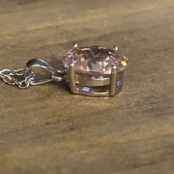 Pink CZ Pendant Necklace - Image 5