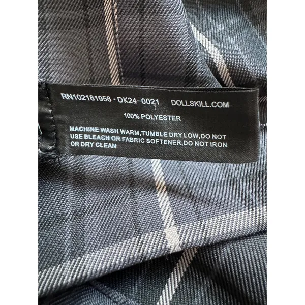 Current Mood Gray, Black & White Plaid Knee Length Skirt w/ Unfinished Hem - Image 9