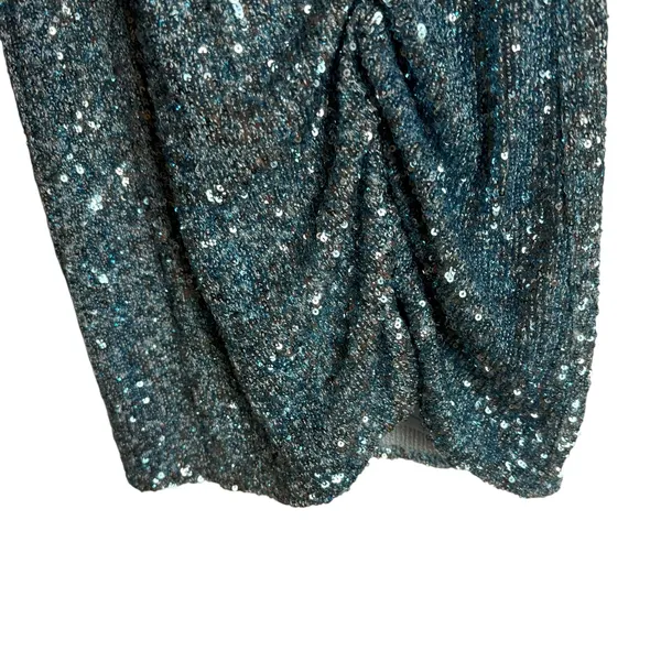 Show Me Your MuMu Party Hop Blue Sequined Long Sleeve Ruched Mini Dress Size M - Image 11