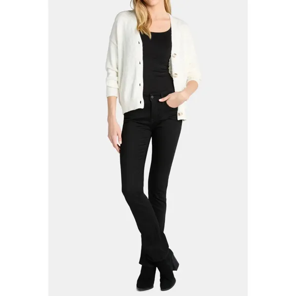 Time and Tru Womens Cardigan Size S (4-6) White Cotton Boyfriend Cozy Button - Image 4