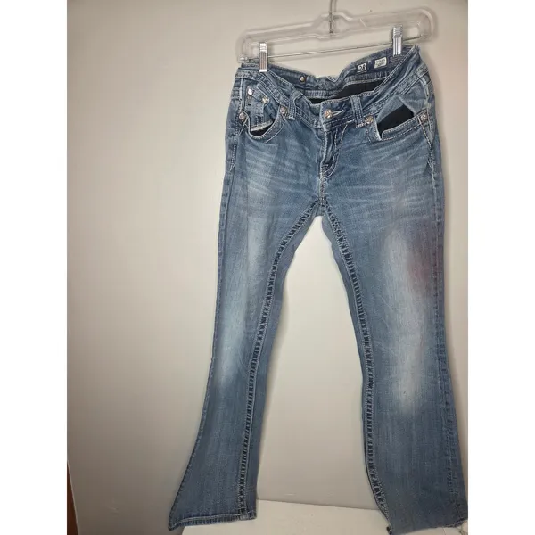 Miss Me Women’s 28 Light Wash Bootcut JP5487B Denim Jeans Rhinestone Detail - Image 2