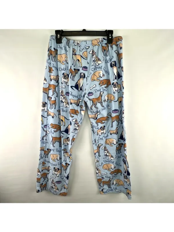 Pajamagram Medium Dog Tired Cotton Flannel Pajamas 2-Pc Blue 100% Cotton Womens - Image 5