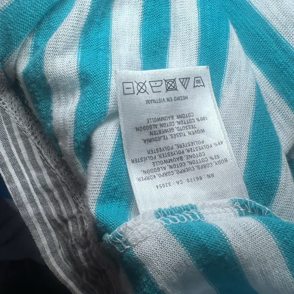 Anthropologie Feather Bone sz M knit top T Shirt Turquoise Striped casual Beach‎ - Image 7
