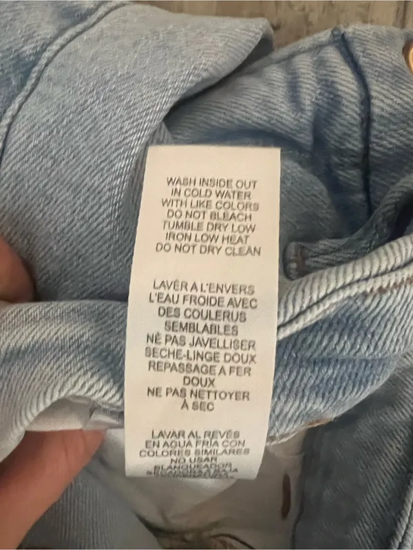 Good American Good Classic Inset Ankle Slim Jeans Light Wash Size 15 Split Hem - Image 5
