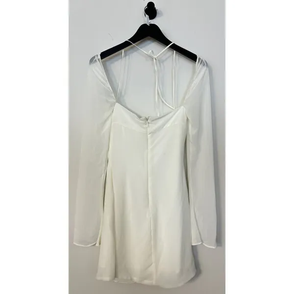 HOUSE OF CB Babydoll Halter Long Sleeve Minidress in Ivory Size X-Small - Image 9