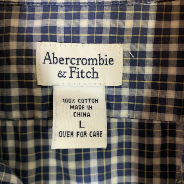 HOLE Abercrombie & Fitch Womens Blue Plaid Cotton Button Down Shirt LS - Image 2