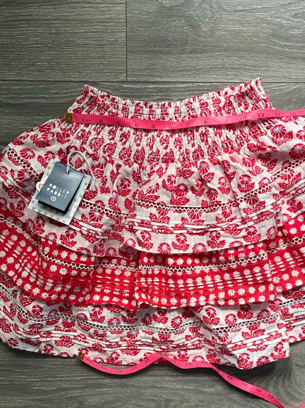 NEW Roller Rabbit x Target Red White Floral Gingham Smocked Waist Tiered Mini XS - Image 9