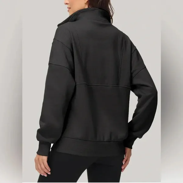 Amazon YKR Black Oversized Sweatshirt Half Zip Hoodie Fleece Pullover | Size S - Image 2