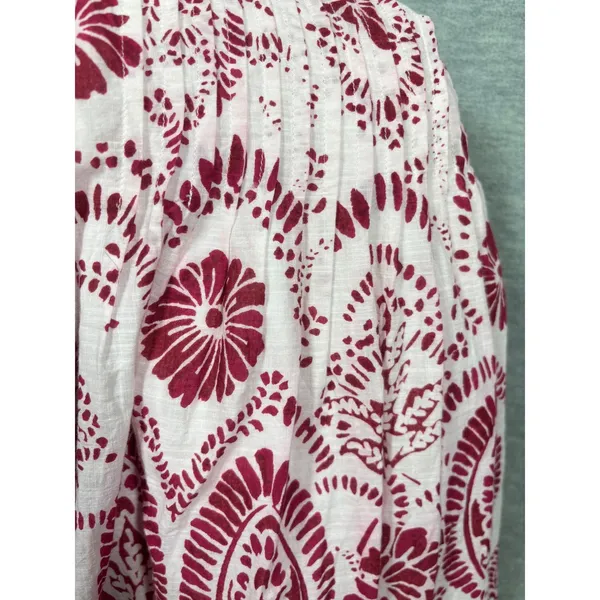 Maeve Anthropologie Dress S Red Floral Babydoll Mini Flutter Sleeve Lace Cottage - Image 10