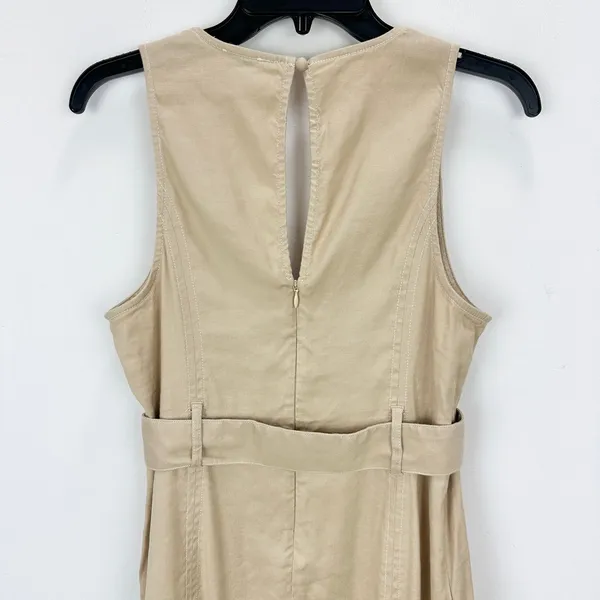 Maeve By Anthropologie V Neck Belted Drop Waist Mini Dress Tan US 6 NWT - Image 11