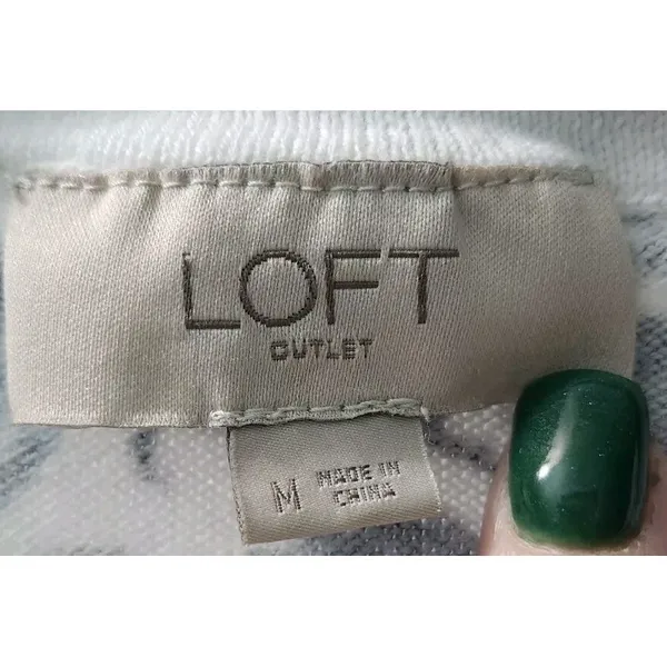 LOFT Floral Cardigan‎ Sweater Button Front 3/4 Sleeve Blue White XL - Image 4