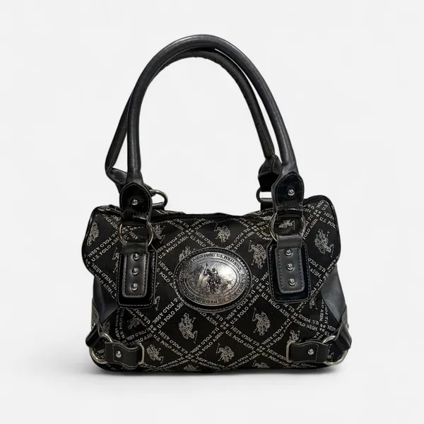 Y2K Ralph Lauren U.S. Polo Assn Logo Shoulder Bag Black Monogram - Image 8