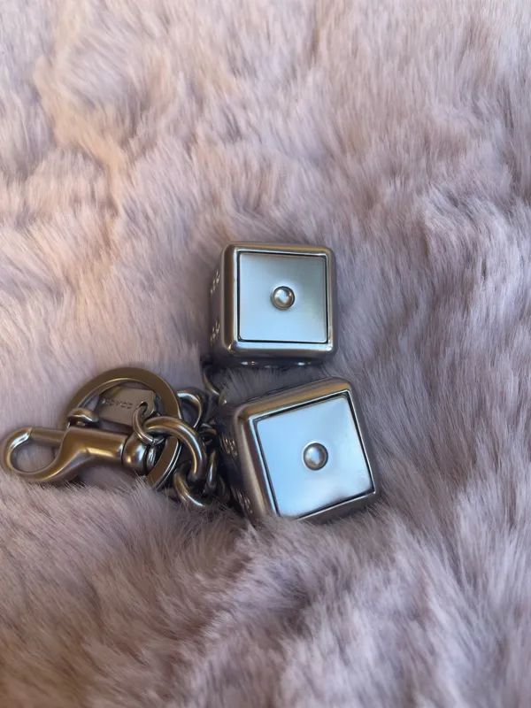 Coach 3D Solid Metal Dice Cluster Bag Charm Keychain Key Fob Silver CZ128 - Image 7