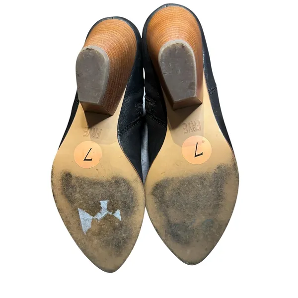 Frye Booties Womens Size‎ 7 Black Leather Ankle Zip Pointed Toe Western 3475038 - Image 9