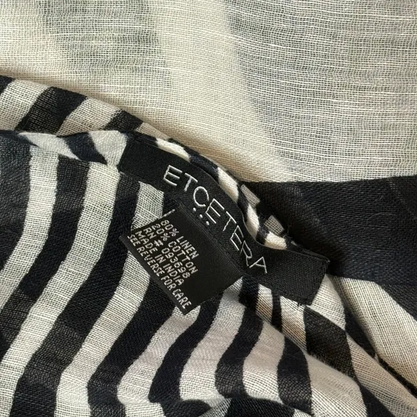 Etcetera Monochrome Zebra Print Scarf Black White Stripe Fringe Headwrap Headband Shawl - Image 3