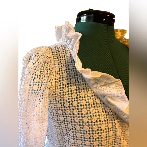Vtg Juli Jr of Slumbertog Sheer Long Blanket Robe 1 Pocket Button Front Size 7 - Image 3
